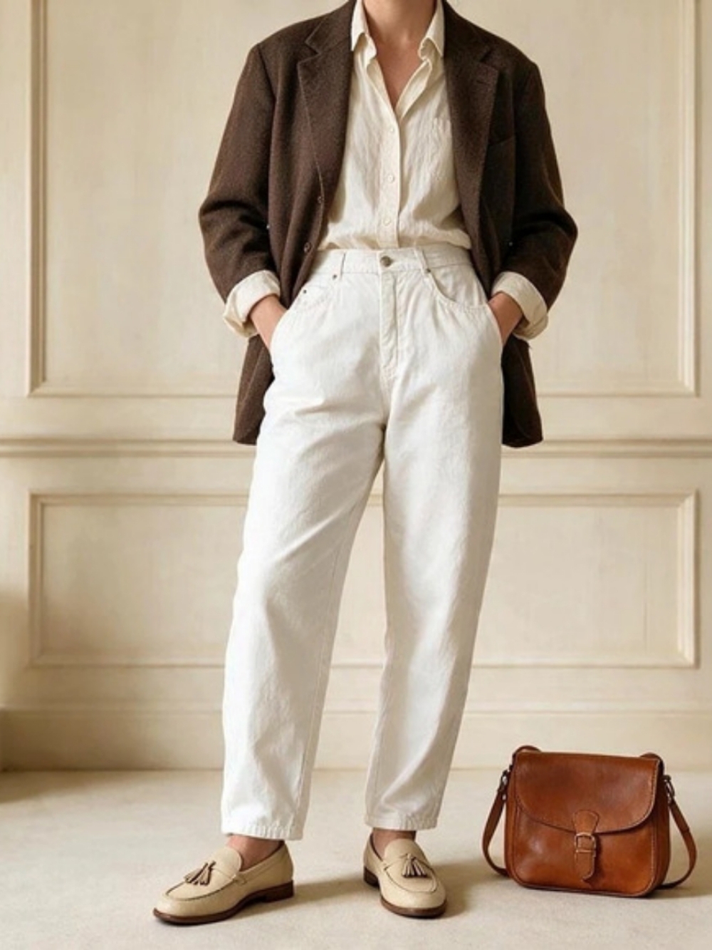 Esprit Women's White Ankle Pants Vintage 26" Waist
